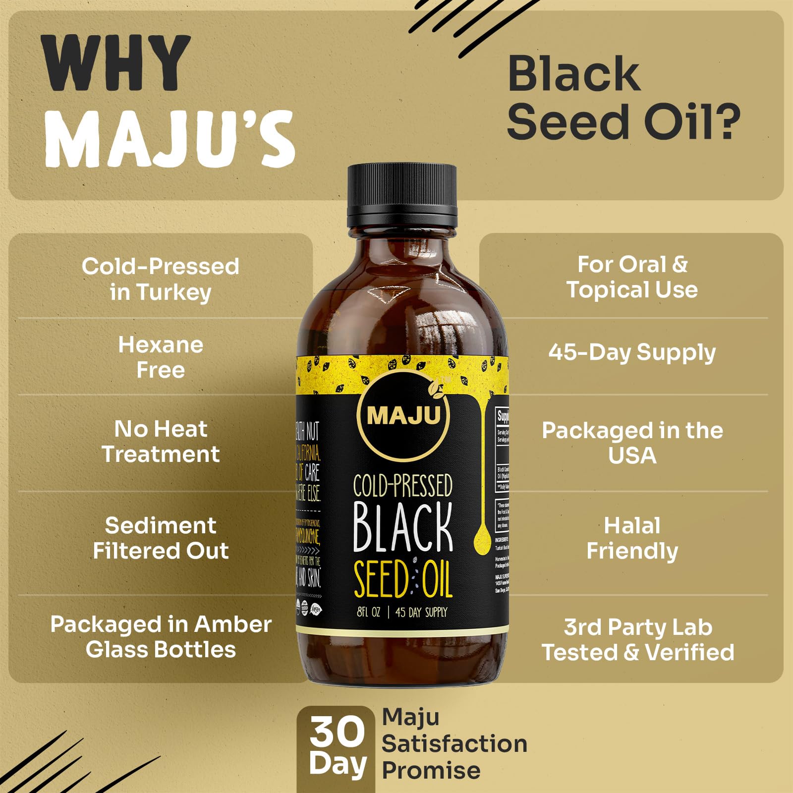 MAJU Black Seed Oil - 3x Thymoquinone, Cold-Pressed Turkish, 8oz Glass Bottle product image used for DailyStack product-card identification